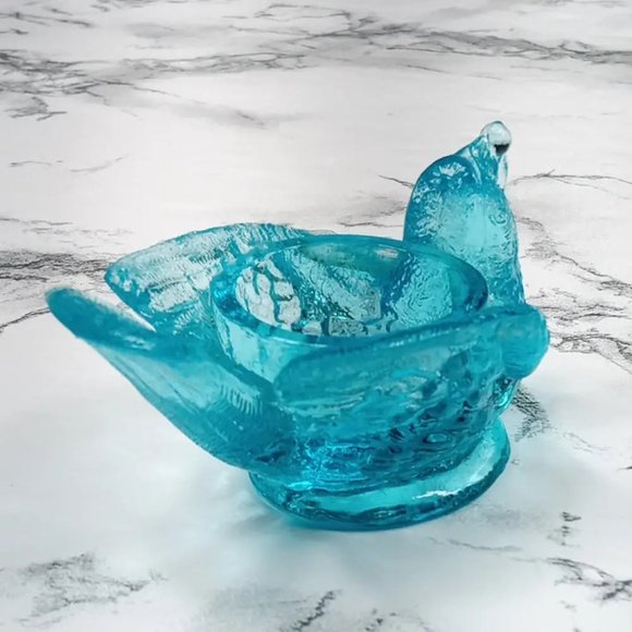 Degenhart Glass Bird & Berry Trinket Paperweight Open Salt Vtg - Picture 5 of 10